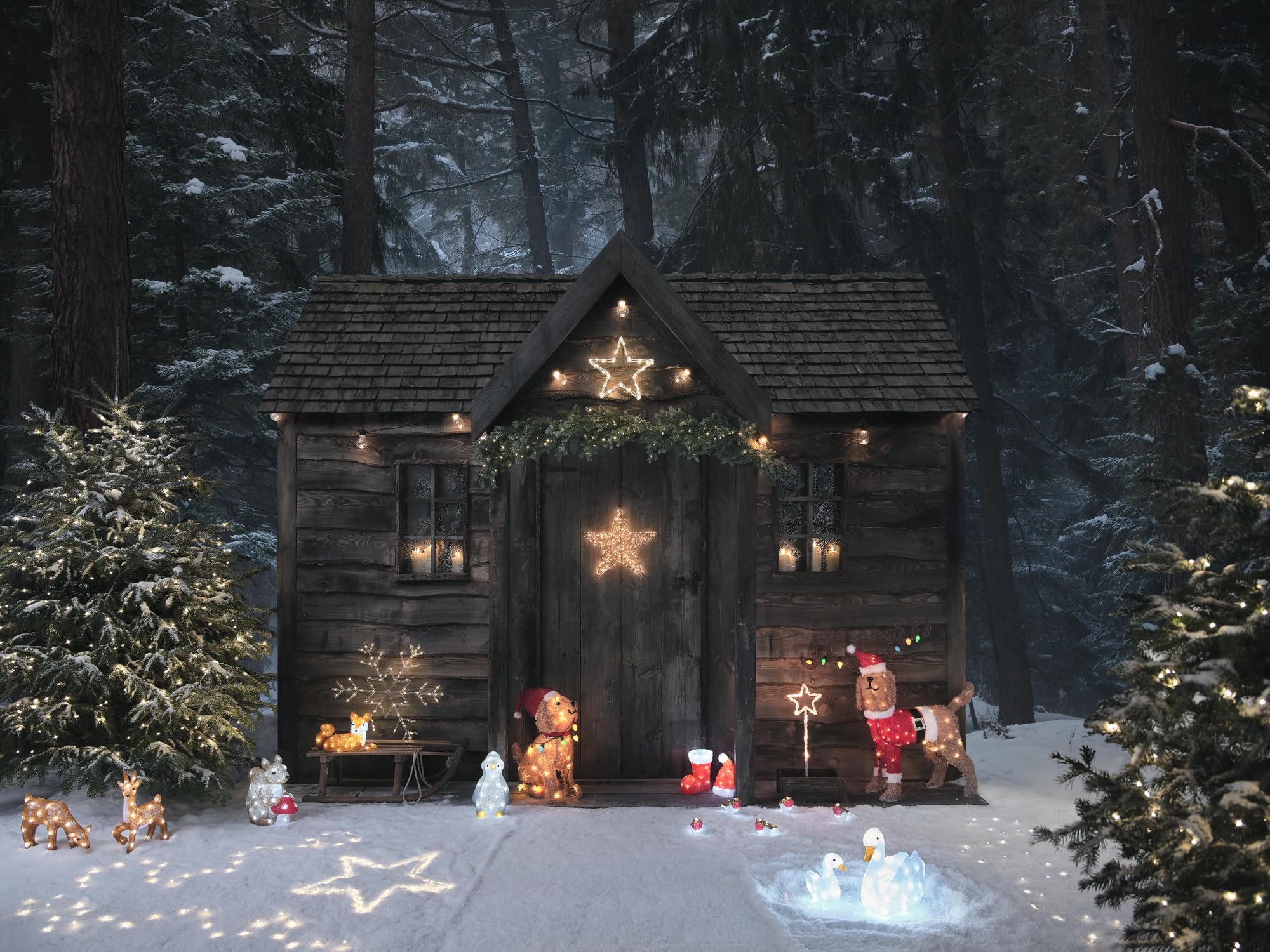 Lights4fun 32cm LED Acryl Fuchs Figur innen und außen Weihnachtsfigur Weihnachtsdeko Weihnachtsbeleuchtung Außen Gartendeko