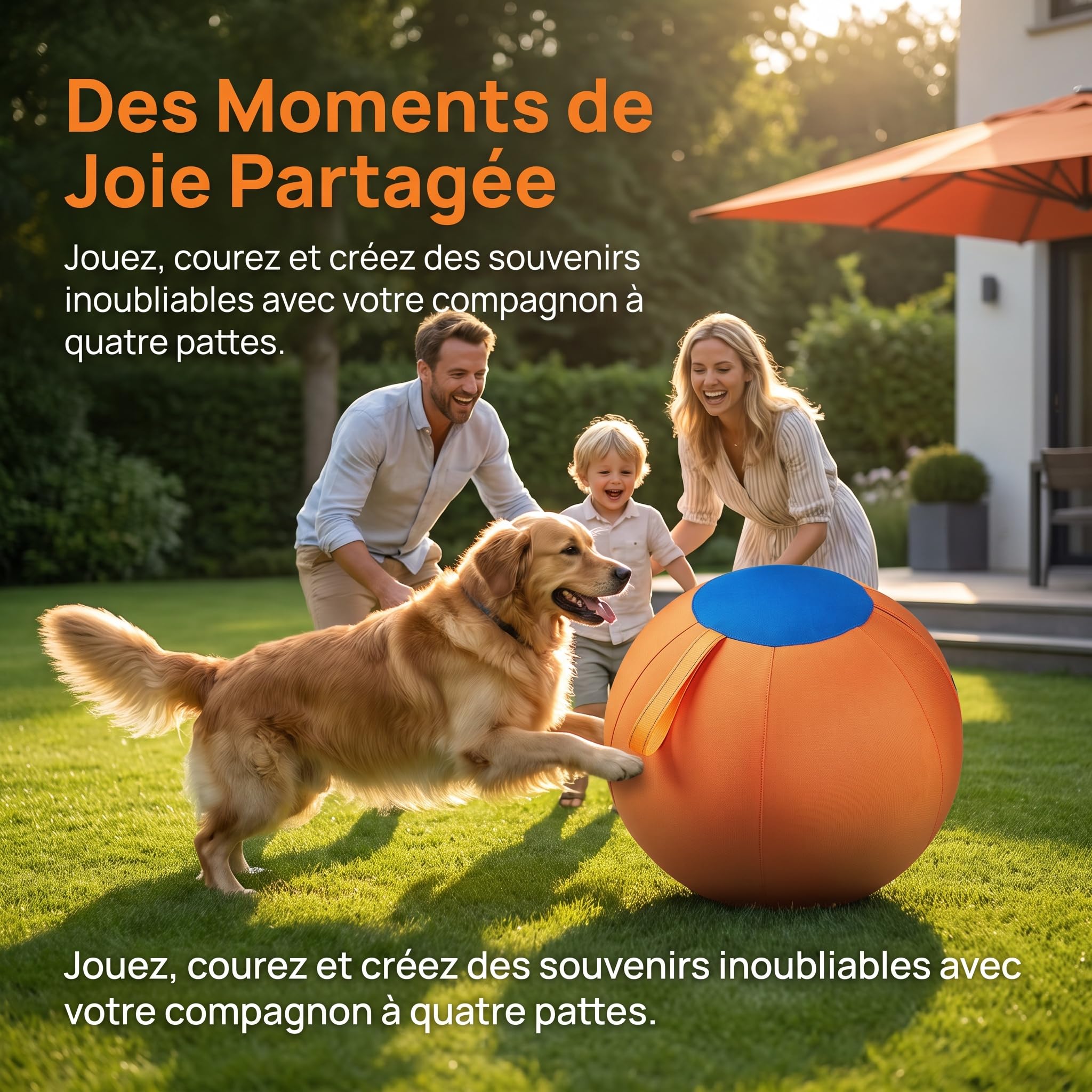 Balle GéAnte pour Chien, Ballon de Troupeau pour Chien, Gros Ballon pour Chiens RéSistant,Jouet Interactif RéSistant avec Sangle, pour Grand et Petit Chien, IntéRieur et ExtéRieur，D：65cm