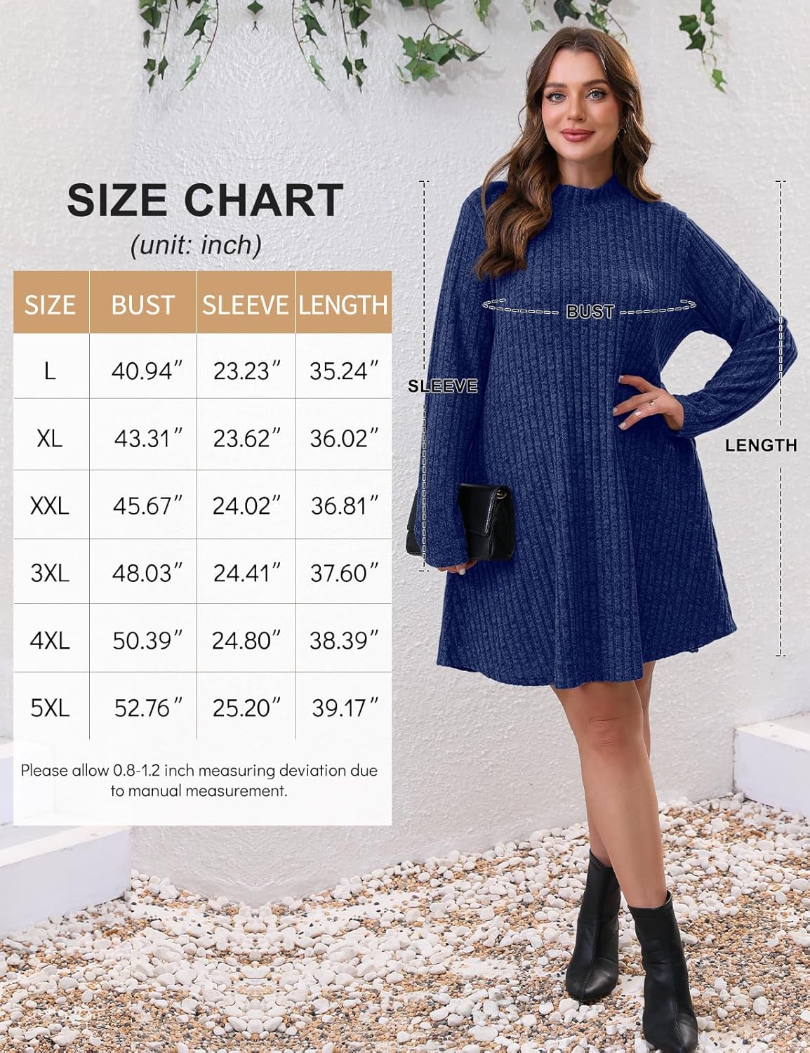 JollieLovin Women Plus Size Sweater Dresses Long Sleeve 2025 Casual Fall Winter Tunic Dress with Pockets - Image 7