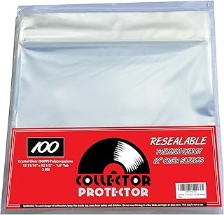 Premium Record Sleeves for Your 12" Record Covers. (100) Crystal Clear No Haze Outer Record Sleeves with Resealable Flap for Complete Protection of Your Album Covers