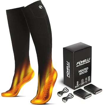 Foxelli Heated Socks for Women Rechargeable Electric Womens Warming Socks with Battery, Heat for Cold Weather & Outdoors