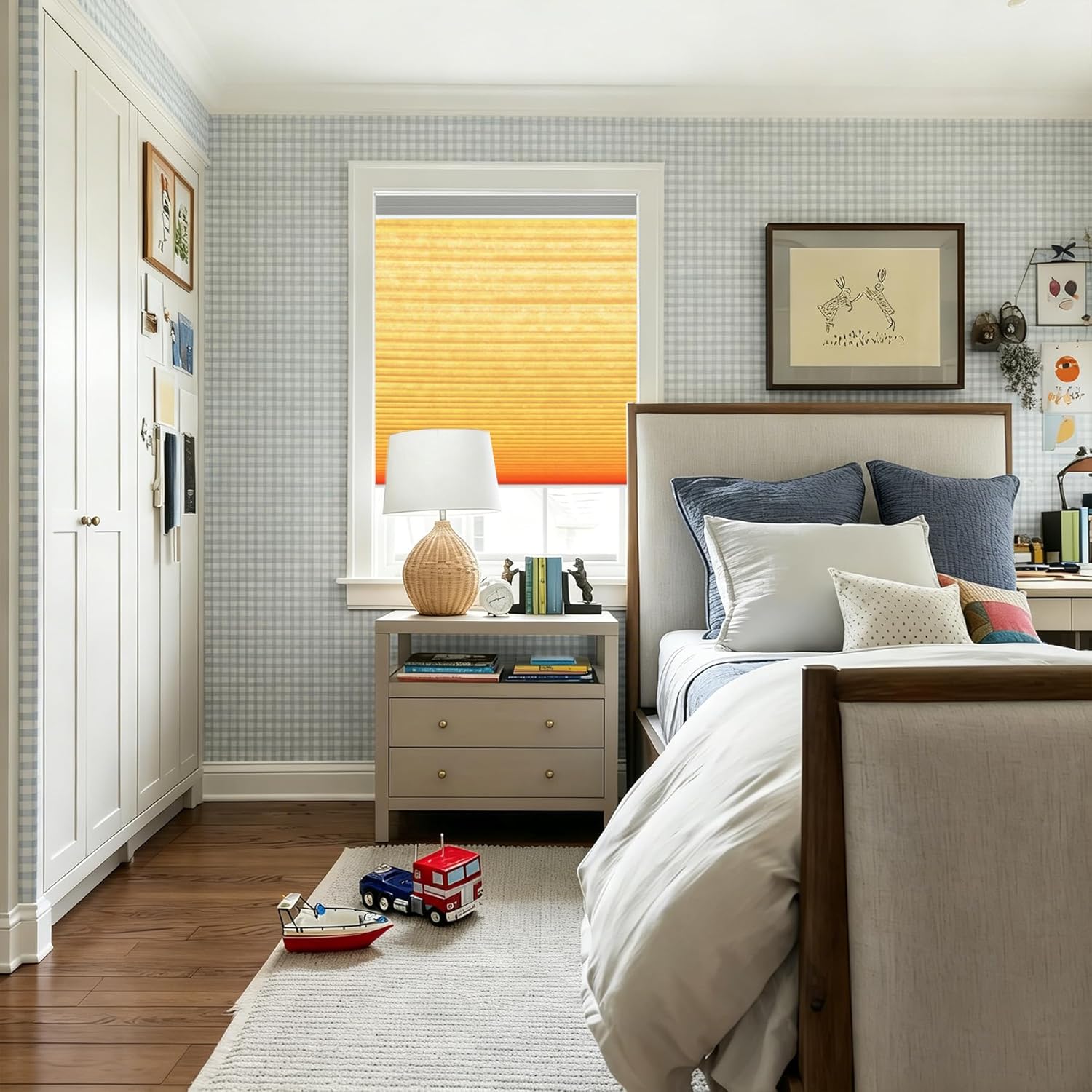 Cellular Blinds for Indoor Windows,2-in-1 Day Night Double-Layer Blackout Shades,45 Inch Wide Honeycomb Blinds Suitable for bedrooms, Living Rooms, and Children's Rooms.305-Y1005