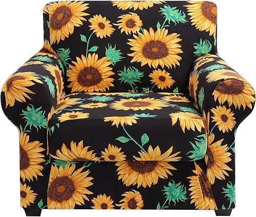 hyha Fundas para sofá, fundas para sillasofá, diseño floral, elásticas, estampadas, 2 piezas, funda para sillón, funda de cojín separada para sofá,