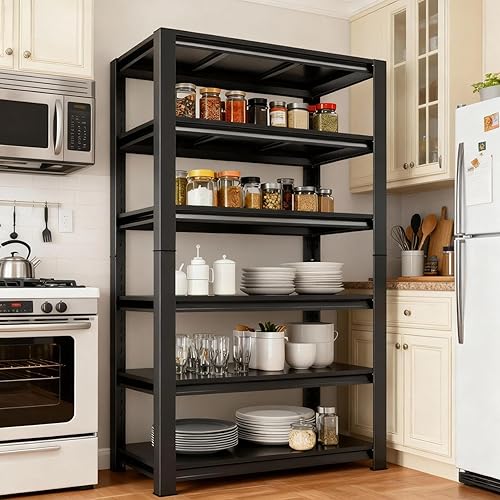 Miniatura 8 de Estantería industrial con almacenamiento ajustable, de acero resistente, para herramientas y equipos pesados, capacidad de 2000 lb (3 niveles, 32"