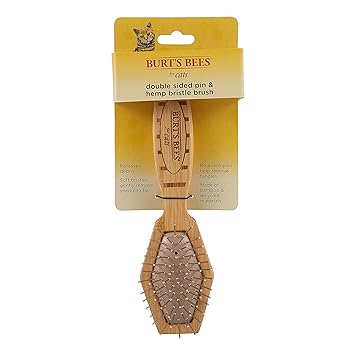 Burts Bees for Cats Double Sided Pin & Bristle Brush | Cat Brush Removes Loose Fur and Prevents Matting | Cat Brushes for Grooming