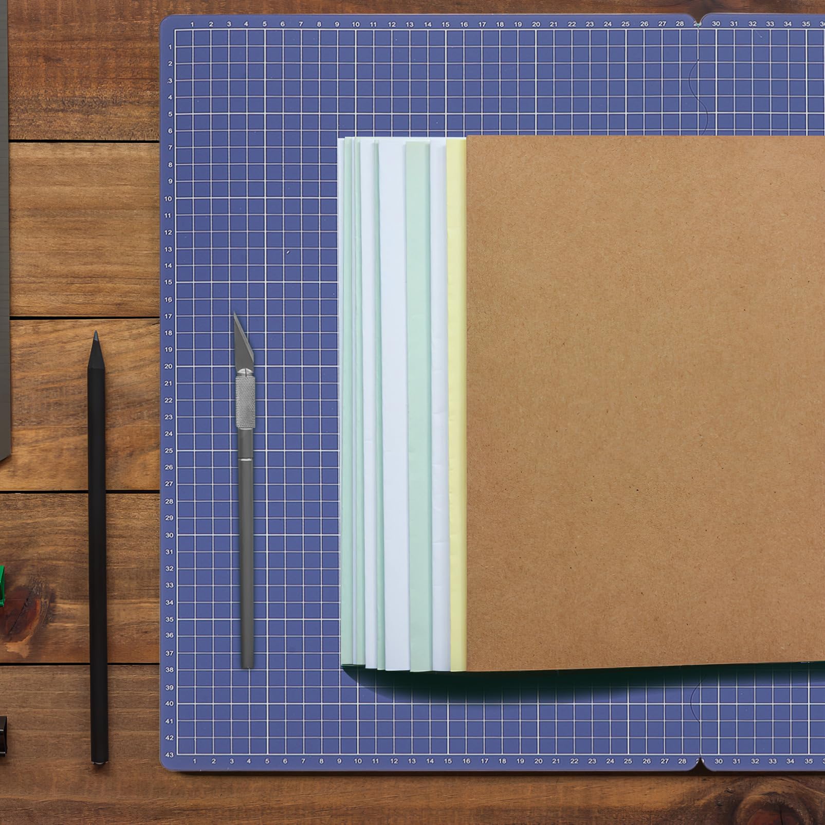 Tapete de Autocurativo para Corte Plegable A3 a A2 Manualidades | Pvc Azul, Uso en Costura y Scrapbooking, Formato Portátil para Creadores y Estudiantes