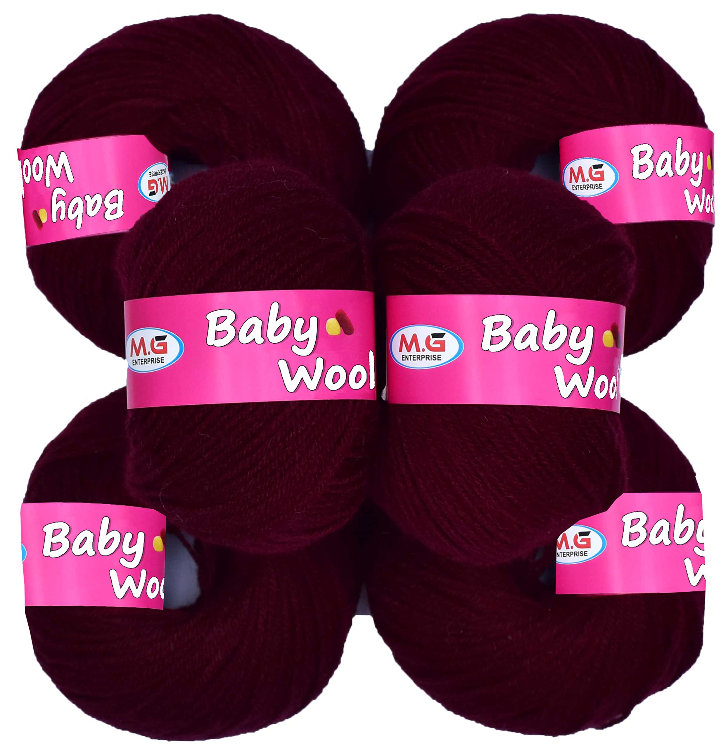 Vard hman 100% Acrylic Wool Mehroon 16 Pc Baby Wool 4 ply Wool Ball Hand Knitting Wool/Art Craft Soft Fingering Crochet Hook Yarn- Art-GF-image-33