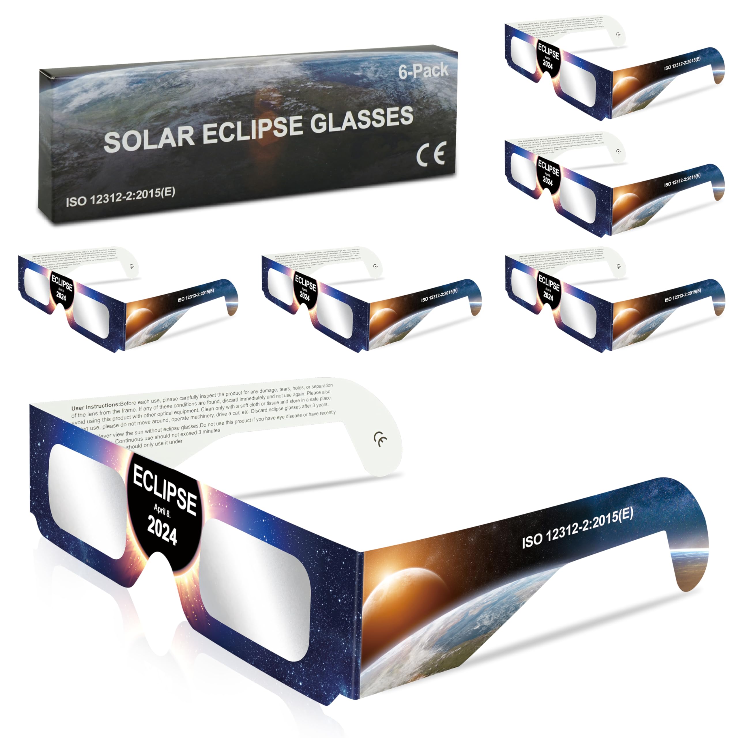Sngeirkn Solar Eclipse Glasses Approved 2024,Solar Eclipse Glasses for Direct Sun Viewing-ISO 12312-2:2015(E) & CE Certified