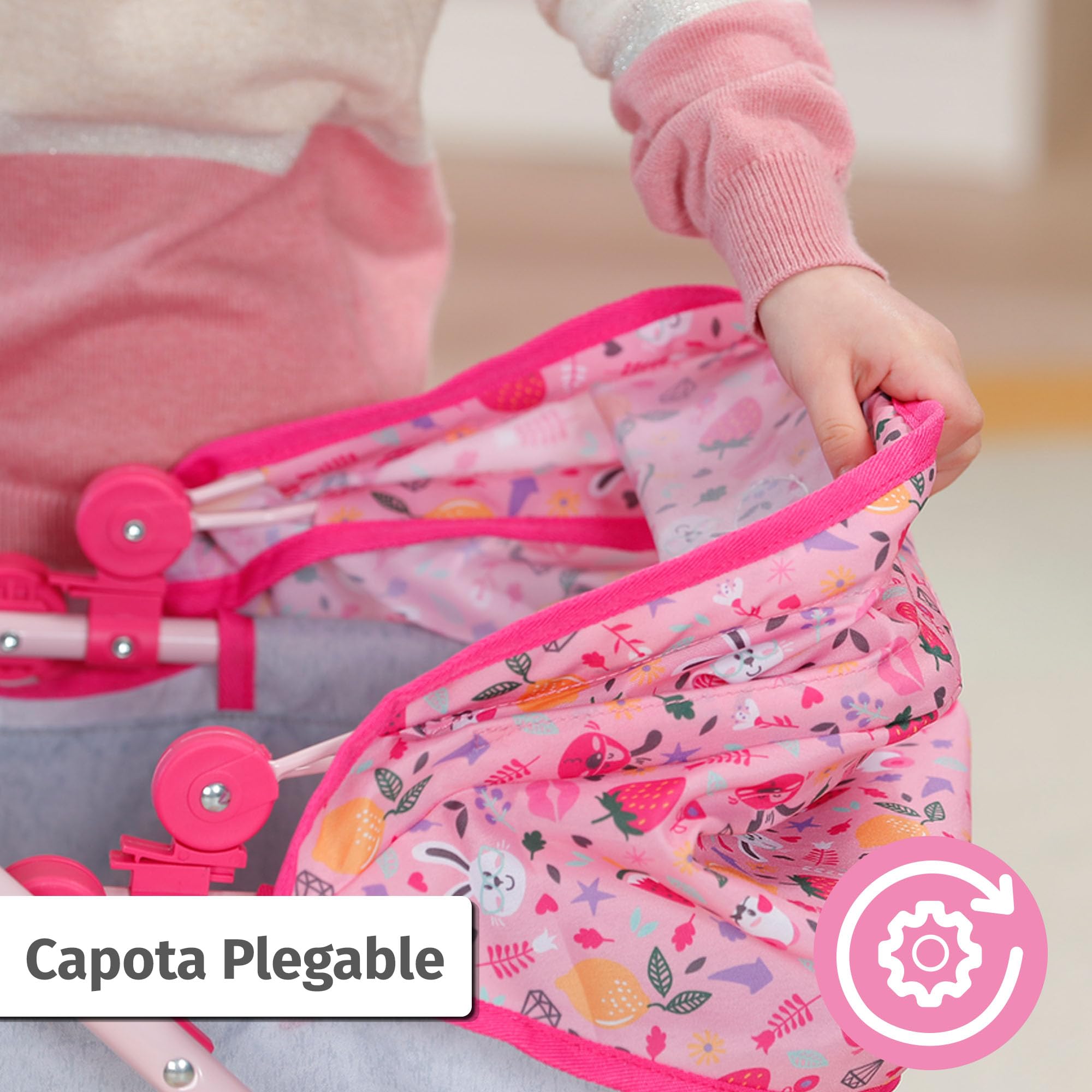 BABY born Cochecito Deluxe con asa Ajustable | Asa ajustable, respaldo reclinable, para muñecas de 43 cm
