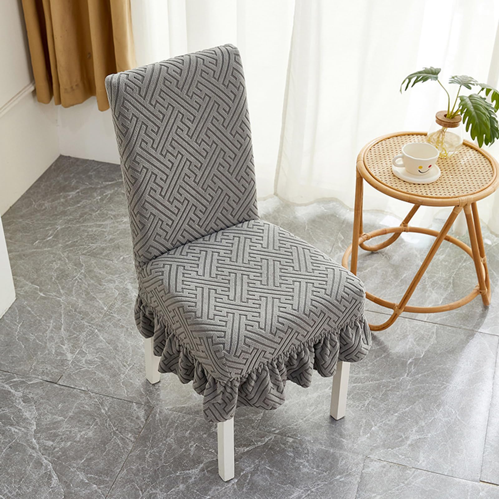 SPRINGRICO Stoelhoezen voor eetkamer, Parson Stoel Slipcovers, Eetkamerstoelhoes (S2-Beige, 4 stuks