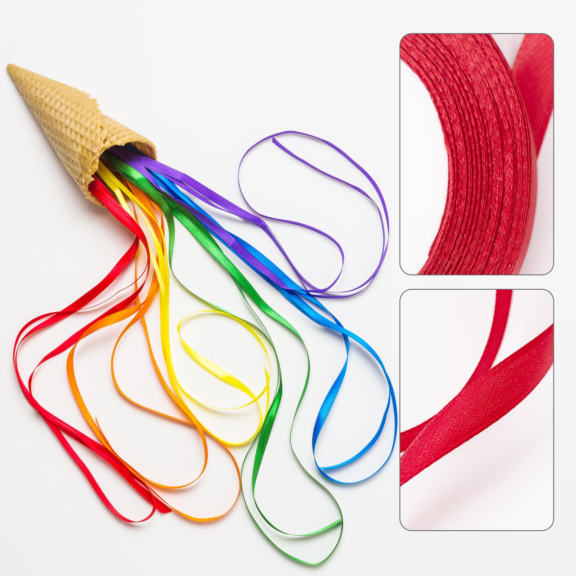 Fyshird Red Satin Ribbon 10mm x 22m Red Curling Ribbon Thin Pink Ribbon for Gift Wrapping Fabric Polyester Balloon Ribbon for Crafting DIY Bows Cake Wedding Party Decorations Christmas - Image 4