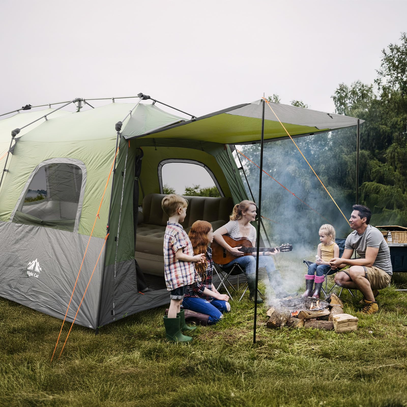 Night Cat Duży namiot rodzinny dla 8 osób: natychmiastowy namiot kabinowy, wodoszczelny, na kemping, glamping w parku, ogrodzie