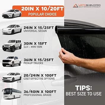 MotoShield Pro 15% VLT Nano Ceramic Window Tint for Car 30” in x 5’ ft 2PLY Roll High Heat Rejection & Glare Reduction Auto Tint Privacy Film, Rejects up to 99% IRR, 99% UV Blocking, Easy DIY Shrink