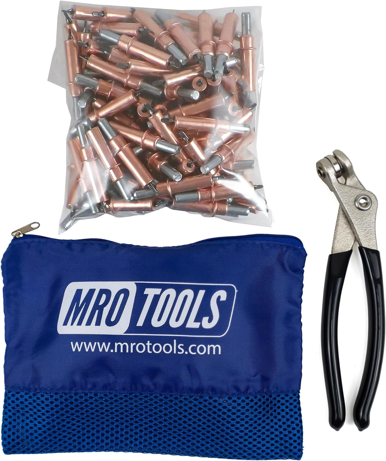 100 1/8 Cleco Sheet Metal Fasteners + Cleco Pliers w/Carry Bag (K1S100-1/8)