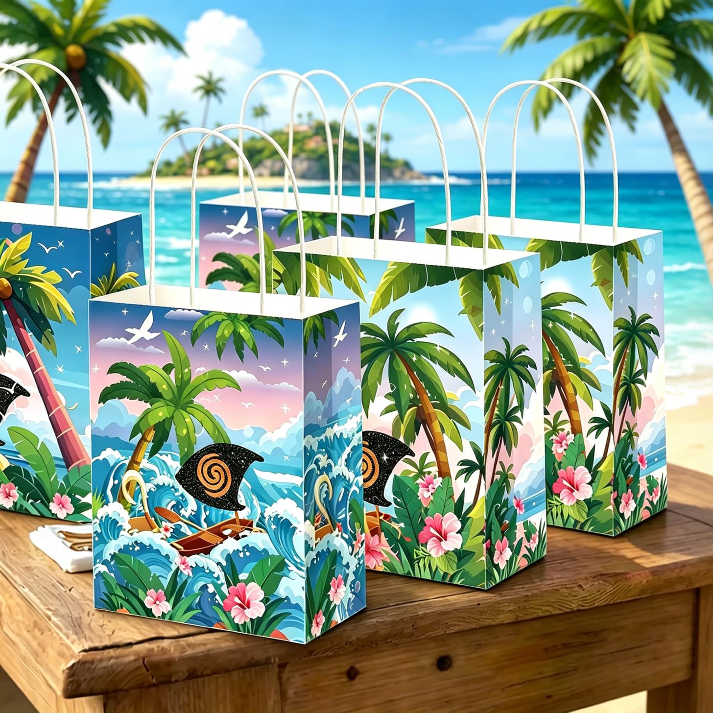 JeVenis Moana Birthday Party Supplies Moana Party Bags Treat Goodies Sweets Favors Bags Boxes for Birthday Baby Shower