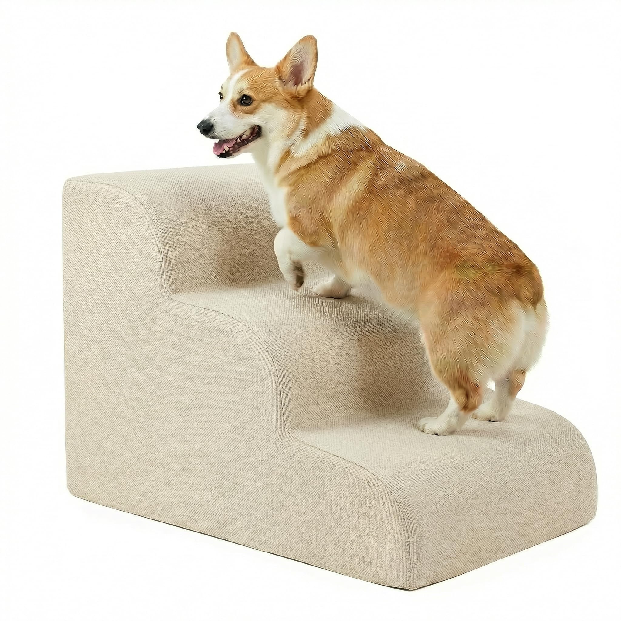 Gimars Escaleras de Espuma 30D de Alta Densidad y Extra Anchas, estables de 3 peldaños para Perros, escaleras para Mascotas de 40 cm de Alto con Cubierta Lavable y Base Antideslizante, rampa portátil