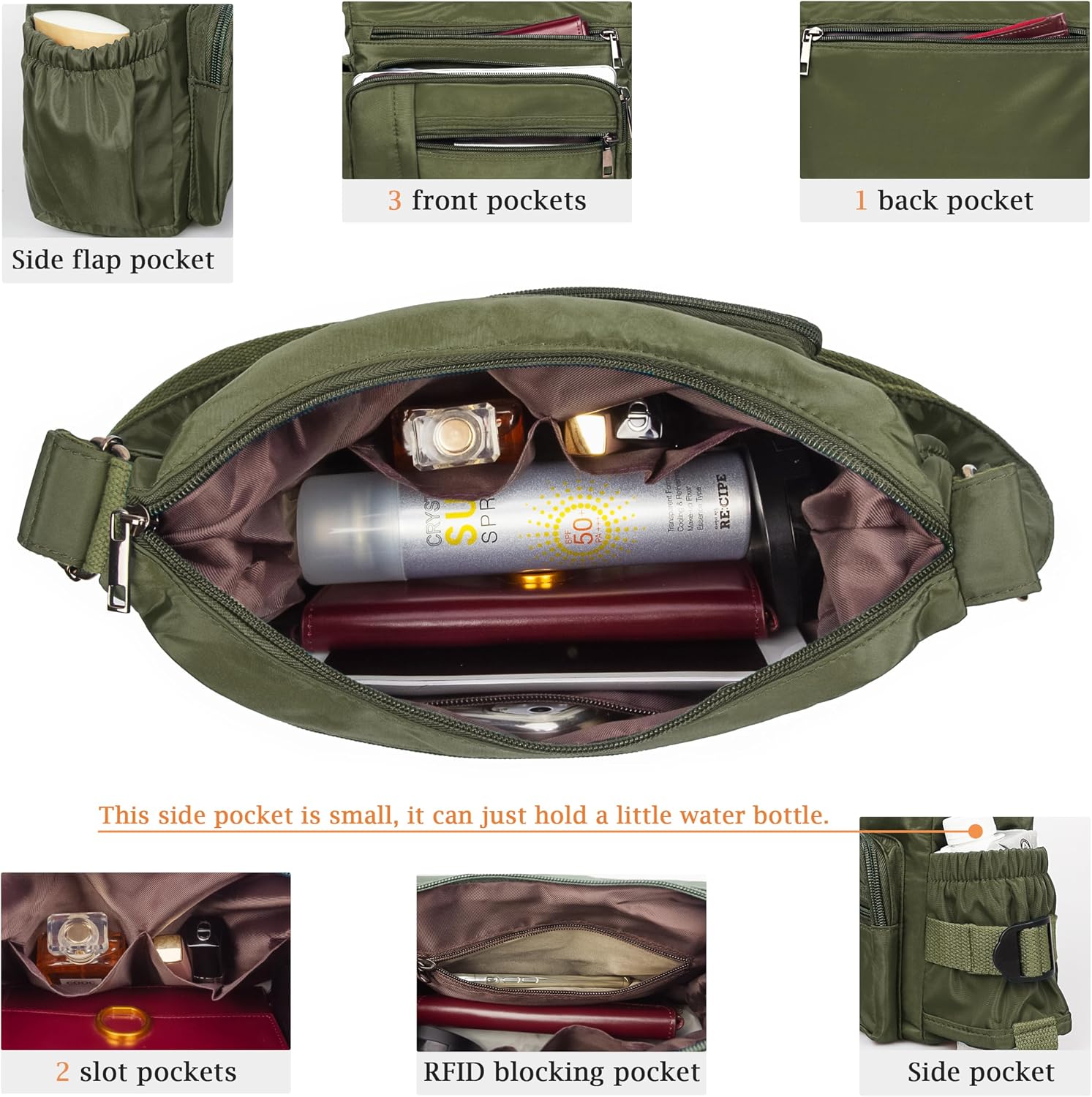 VOLGANIK ROCK RFID Anti Thief Crossbody Bag for Women Waterproof Shoulder Bag Messenger Bag Casual Nylon Purse Handbag image 5