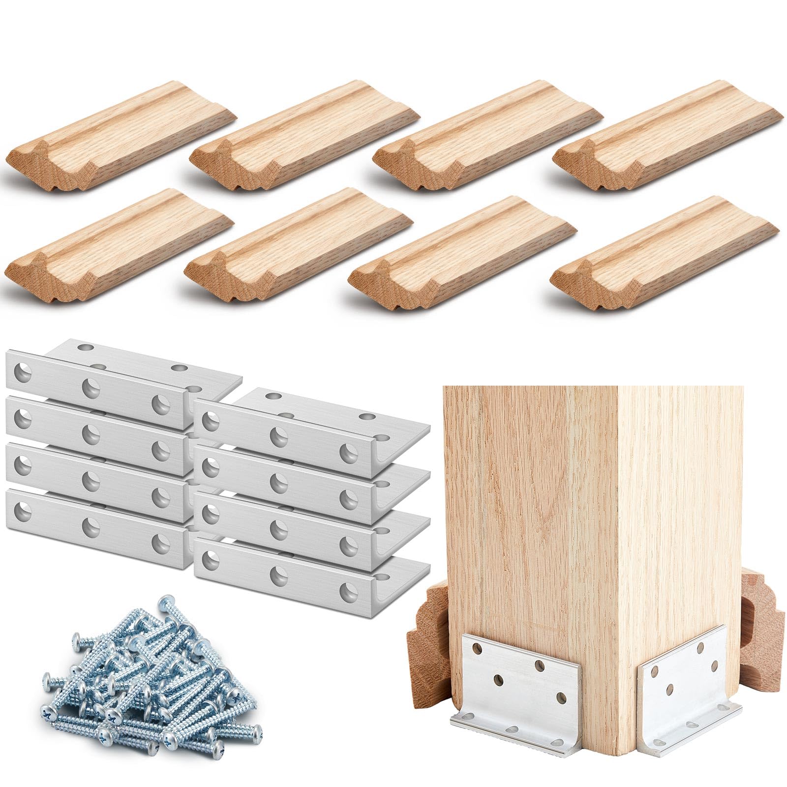 Blulu 2 Set 3" Newel Post Mounting Kit Deck Stair Floor Installation Kit