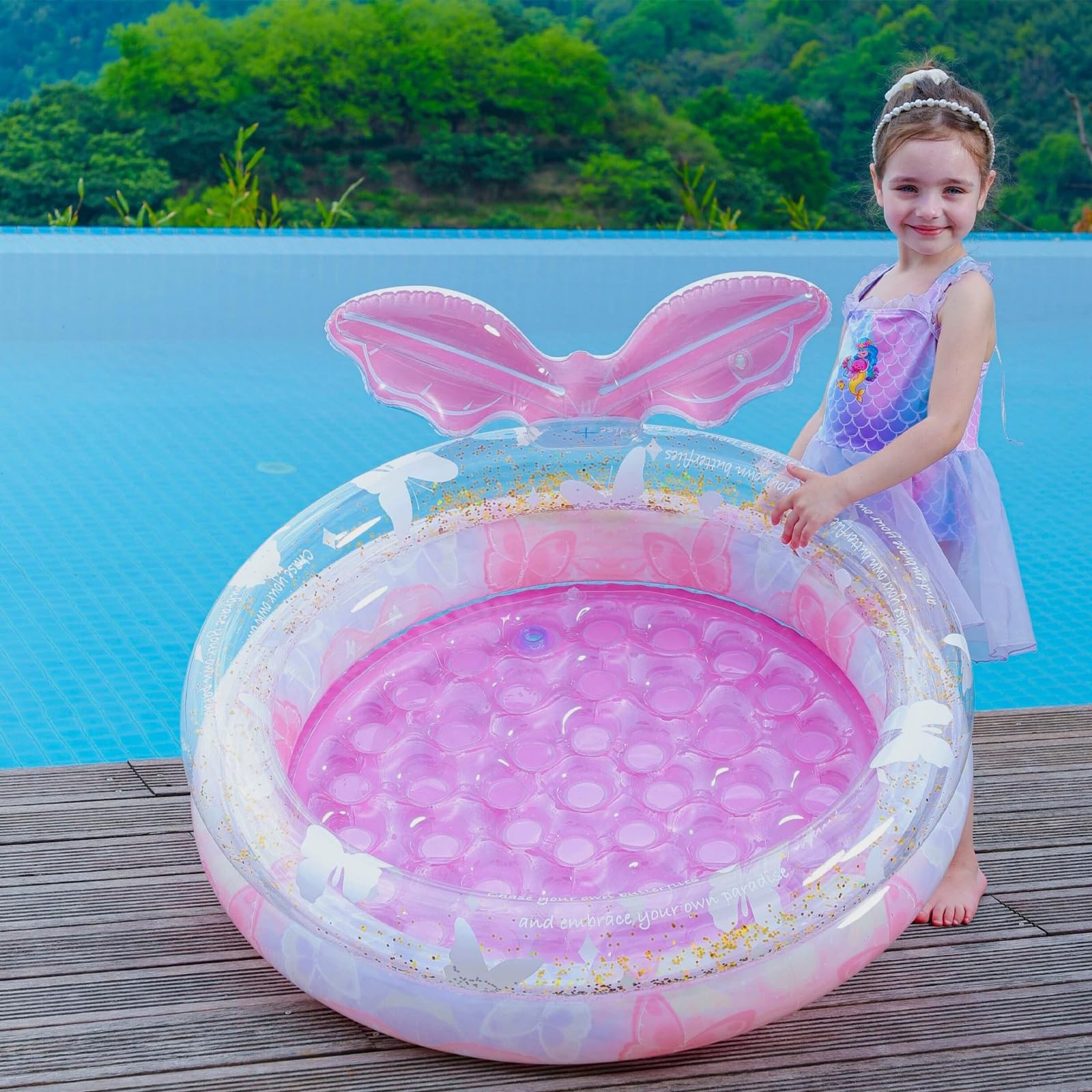 Radeau de piscine, chaise flottante gonflable, design circulaire, belle apparence, pour fête de piscine