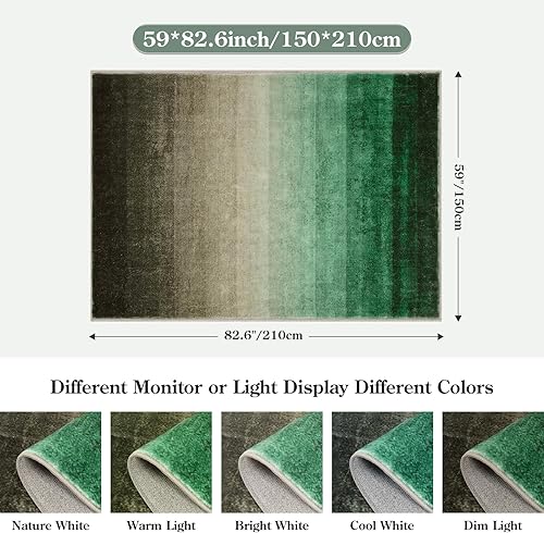 Miniatura 2 de Lahome Alfombra de área de 5 x 7 pies, alfombra lavable para dormitorio, alfombra de área grande con rayas, moderna, suave, antideslizante, no