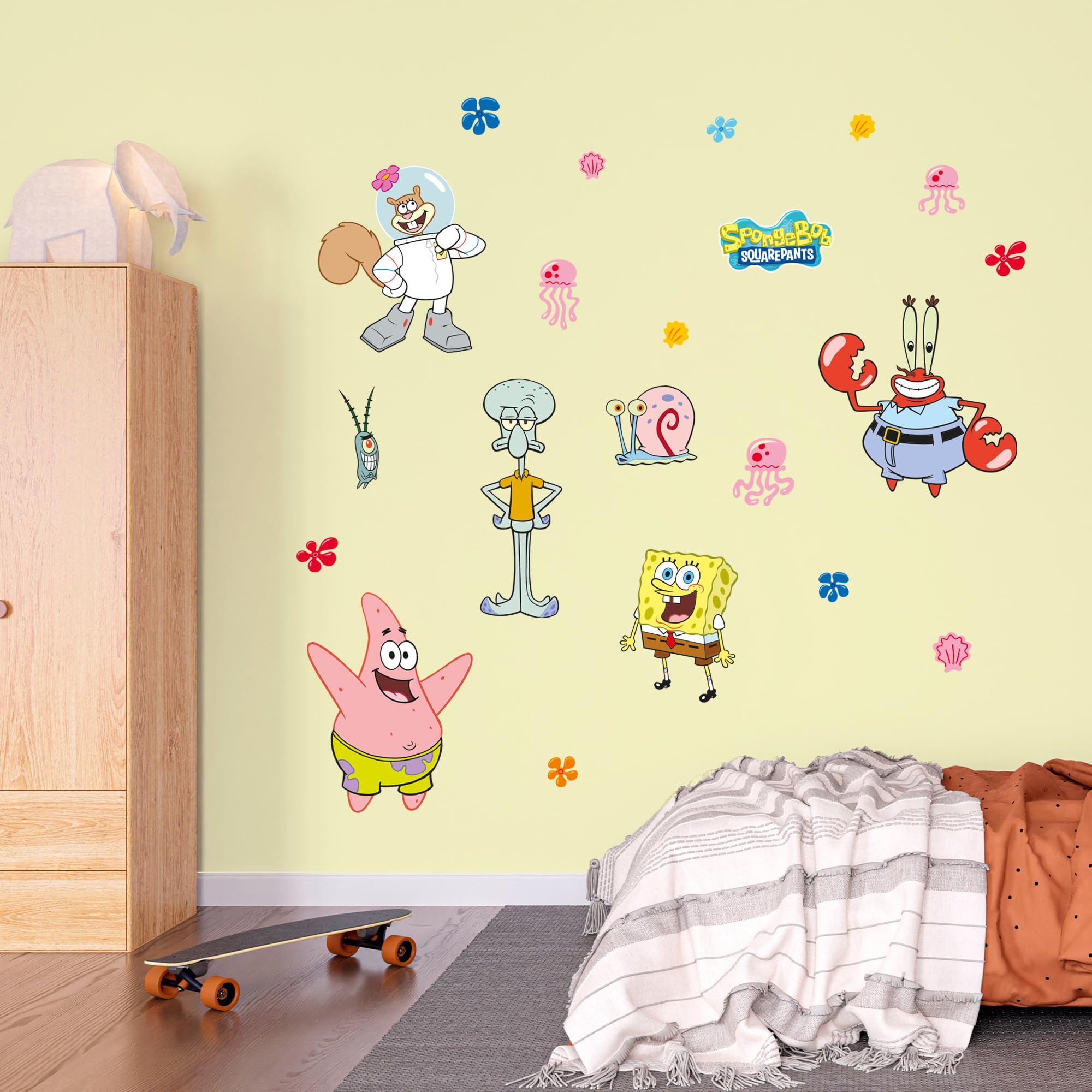 Spongebob Wall Sticker - 7 Character Set Decal Wall Art (60cm Width x 30cm Height)