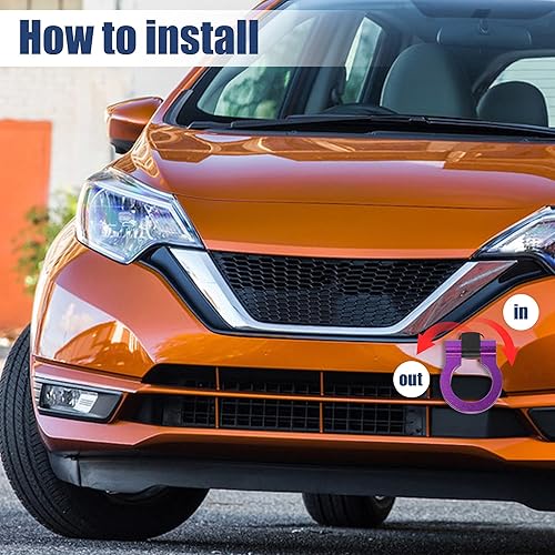 Miniatura 3 de X AUTOHAUX Tornillo de gancho de remolque de remolque de parachoques delantero de aleación de aluminio púrpura