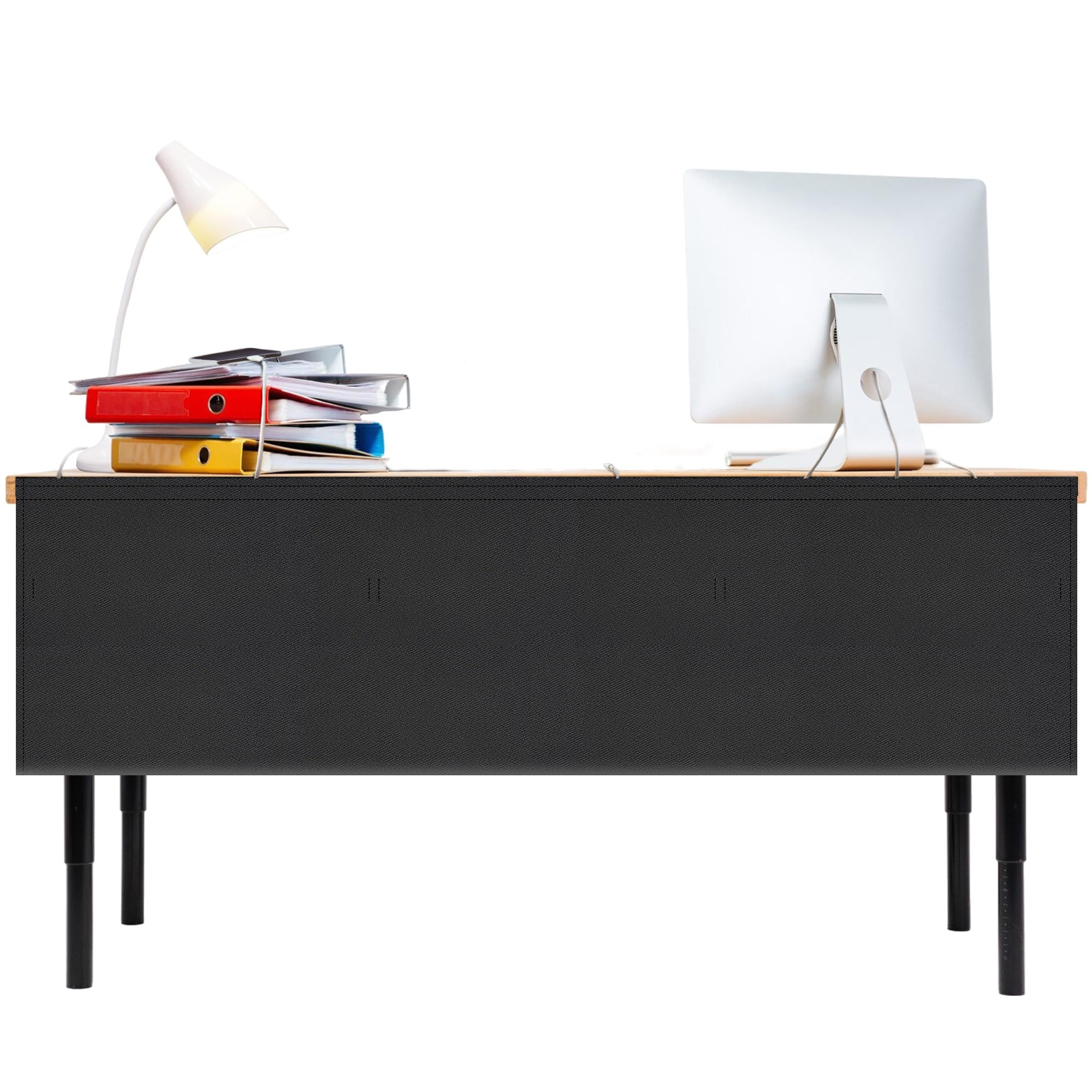 Sichtschutz-Panel unter dem Schreibtisch, selbstklebend, mit Drahttasche für Kabelmanagement, Organizer, robuster Schreibtischrock, für Büro oder Steharbeitsplatz, 152,4 cm