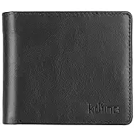 Leather Wallet for Men | RFID Blocking | Extra Capacity Bifold Wallet with 2 ID Windows | Ultra Strong Stitching | Slim Billfold with 8 Card Slots | Gift for Him (Black)
