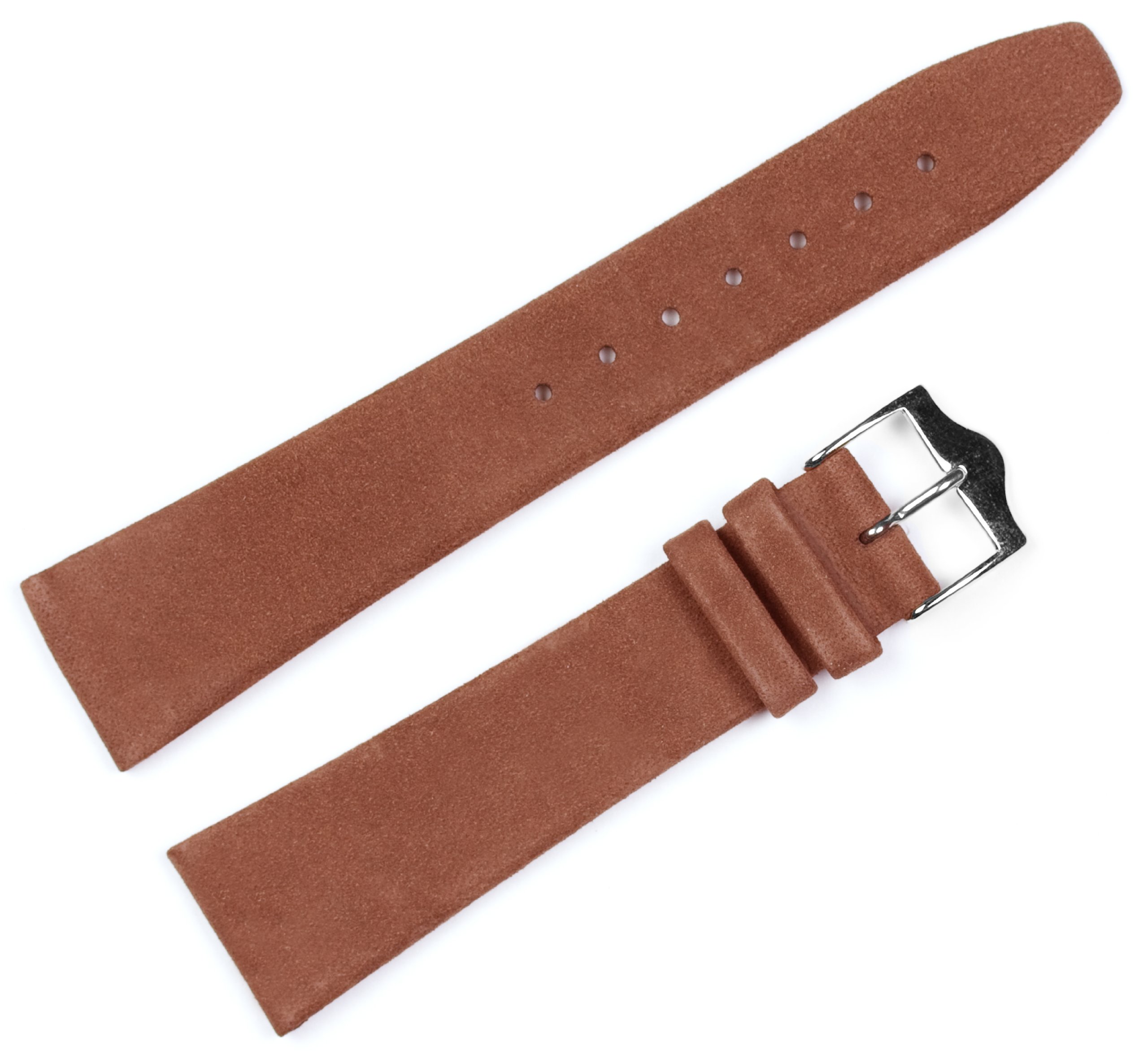 deBeer Suede Leather Watch band (flat) Brown 14mm