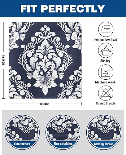 Miniatura 6 de Paquete de 6 fundas para respaldo de sillas de comedor, diseño de cachemira azul marino, lavables, extraíbles y lavables, protectores de silla para