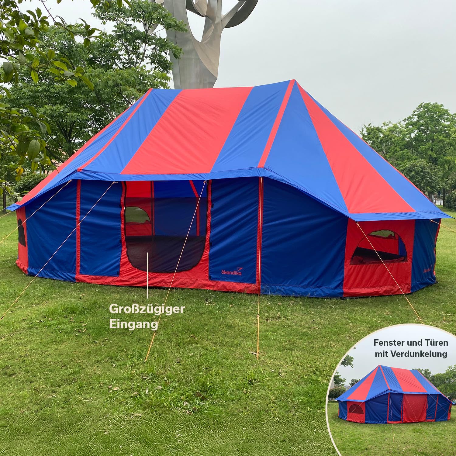 Skandika Eventzelt Morsom für bis zu 22 Personen | Großes Partyzelt mit eingenähtem Zeltboden, Tipi, 8 x 5 m, 3,5 m Stehhöhe, wasserdicht | Zelt für Camping, Veranstaltungen, Partys, Festzelt