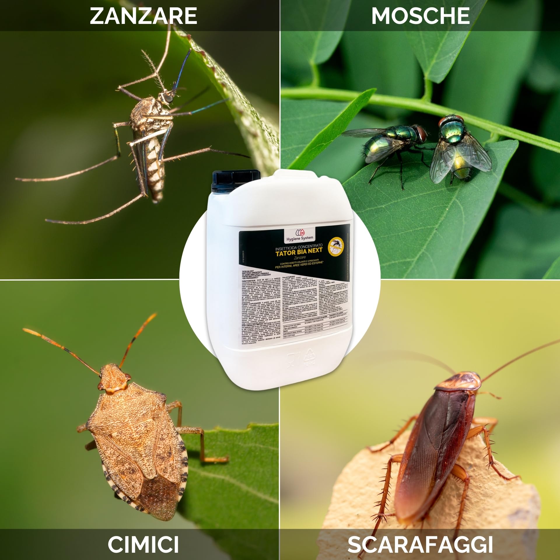 Hygiene System Kit Antizanzare: Insetticida Zapi Tator BIA Next 5 L + Racchetta Elettrica (Bianco) – Contro Zanzare, Mosche e Insetti Volanti per Giardini e Terrazze