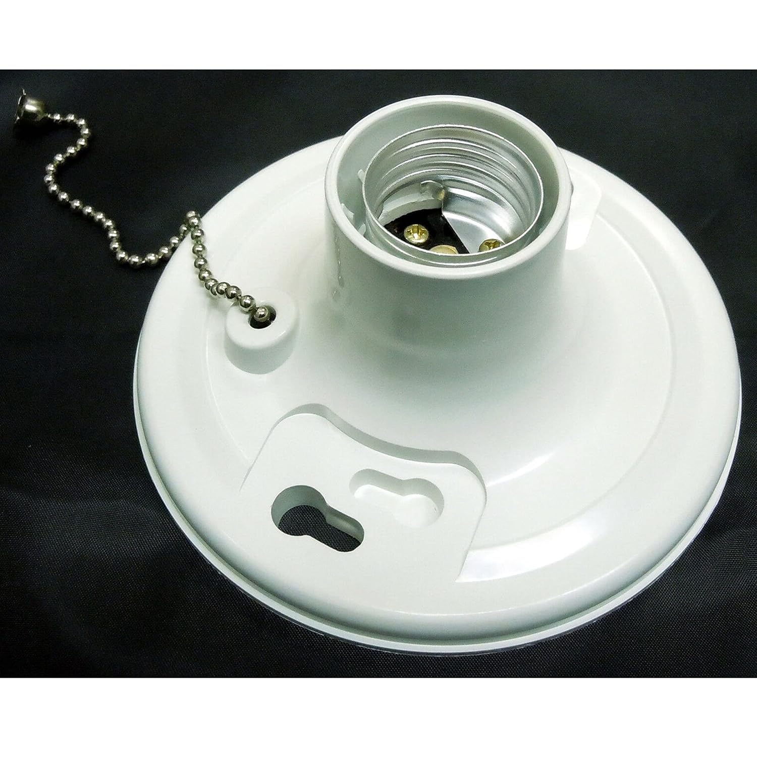 1 Ceiling Mount Light Bulb Socket Lamp Holder Pull Chain Fixture Fit Medium Base 125v 15A 1875W Screw Base Receptacle On/Off Switch Cord Utility Closet Basement Lighting Easy Install Incandescent