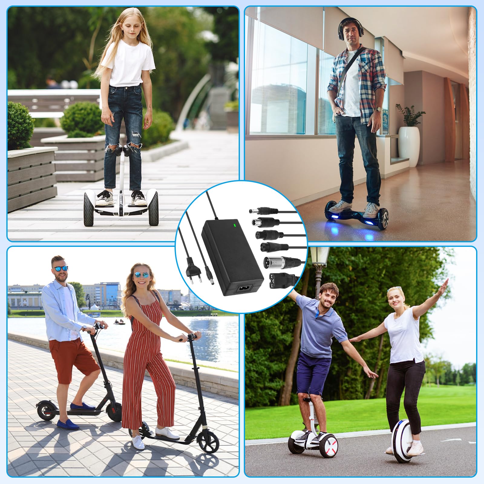Mineup ładowarka do skuterów elektrycznych i hoverboardów, 6-portowa ładowarka UE