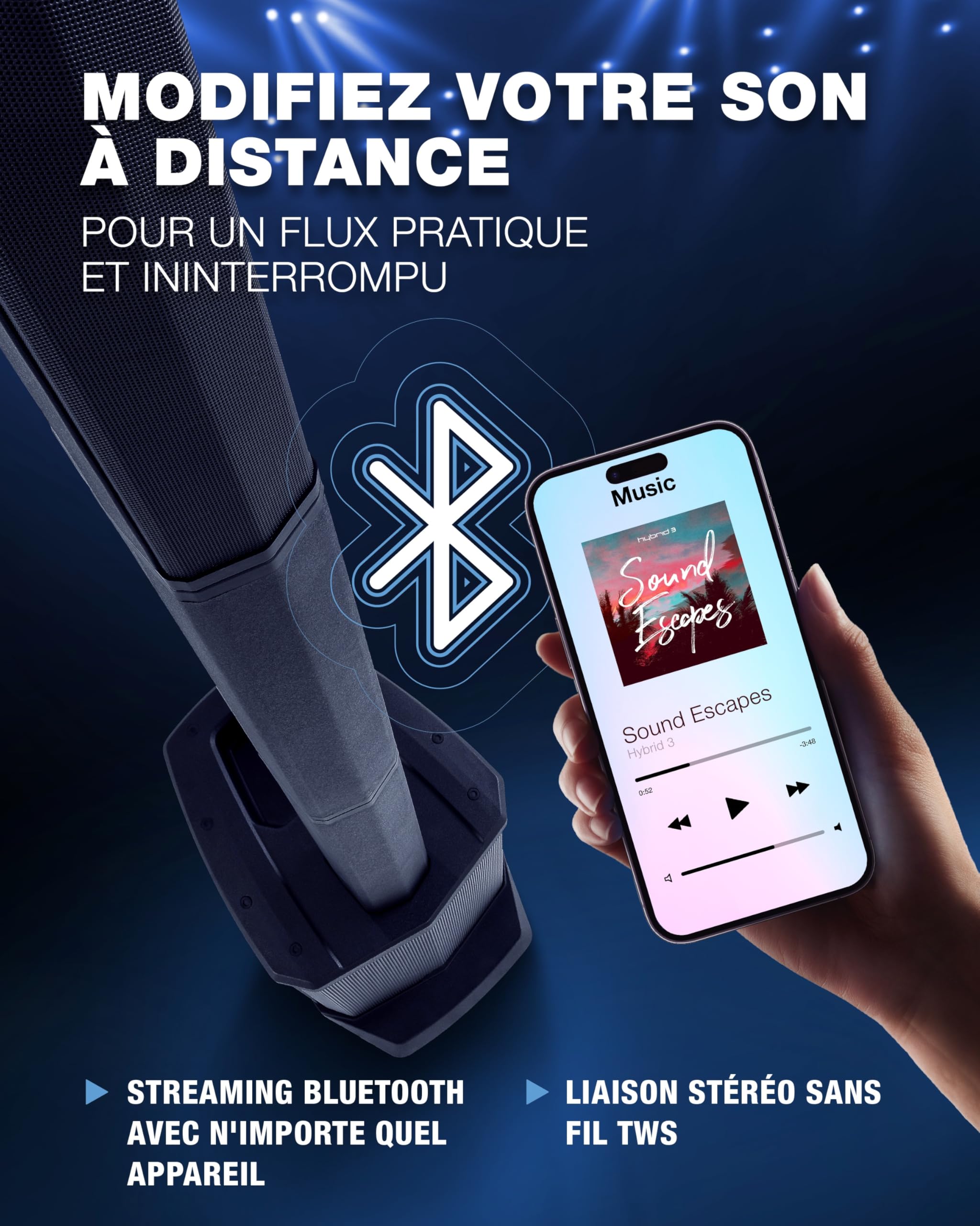 ALTO TS108C Ensemble Portable de Haut-parleurs Actifs 600 Watts avec mixeur numérique 3 canaux, Bluetooth et App de Commande, pour Musiciens Solo, DJ et salles de Spectacle