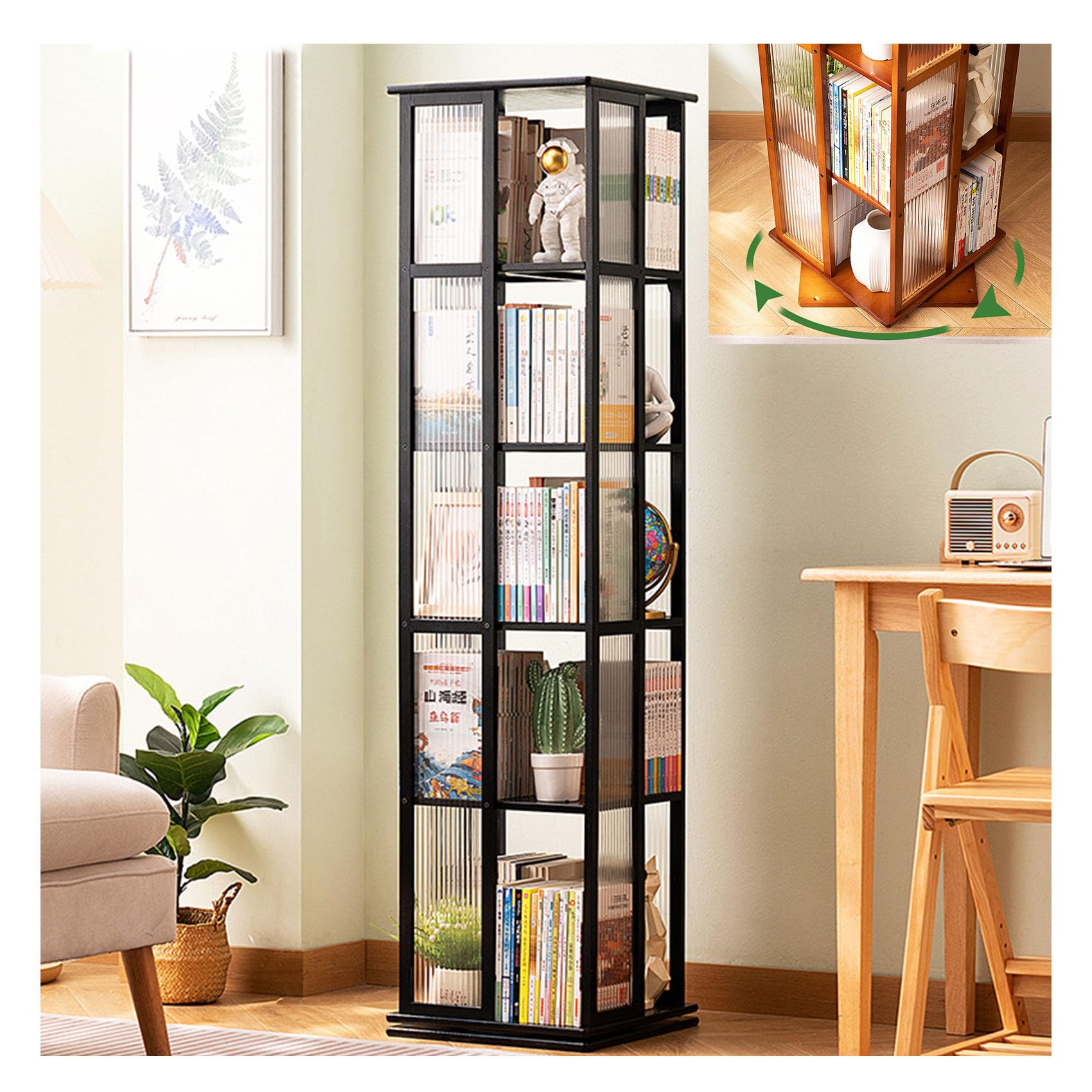 Amazon｜本棚 回転 回転式本棚 360°回転式本棚 5段/ 6段 大容量