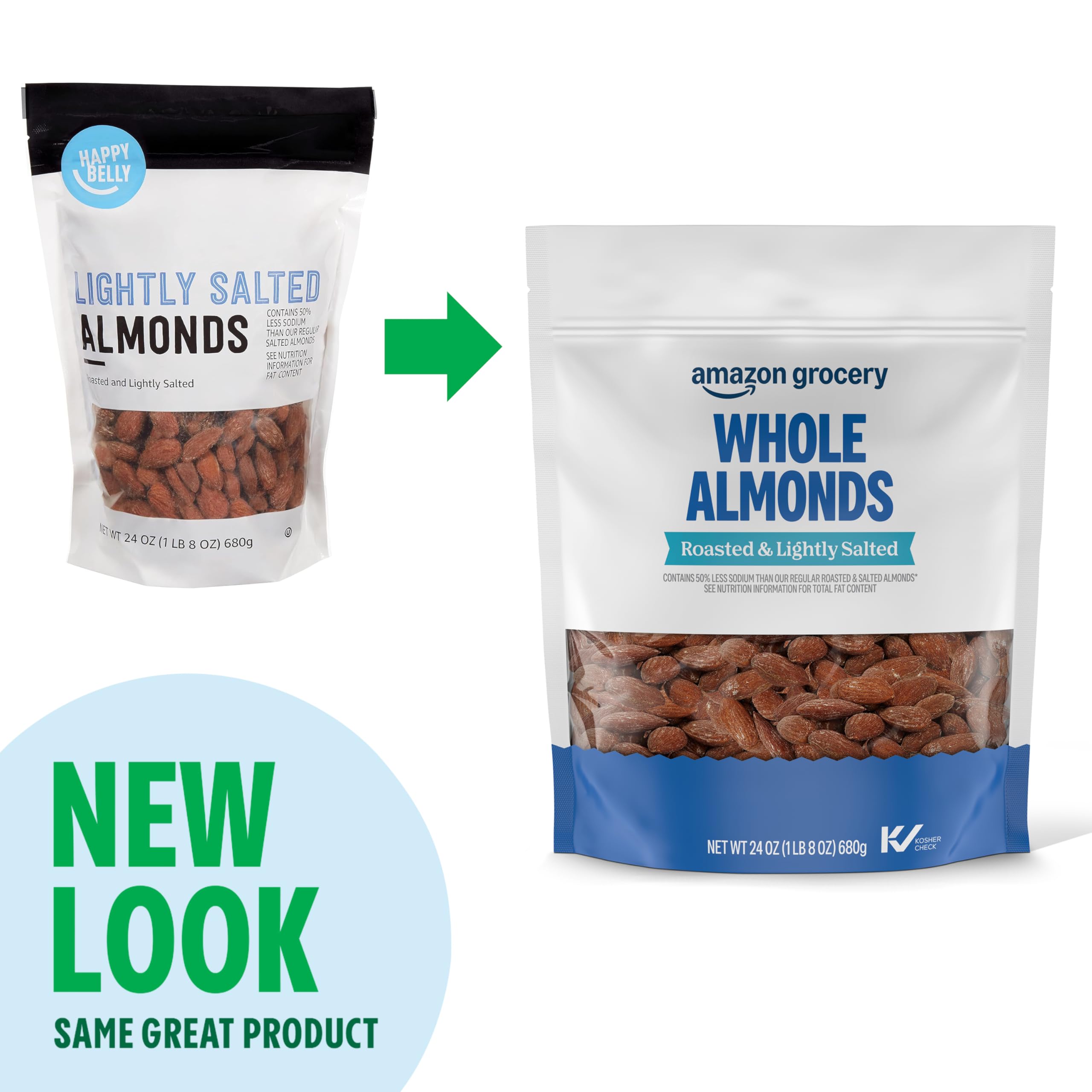 Amazon Brand - Happy Belly Roasted Lightly Salted Almonds 24 Ounce — view 4