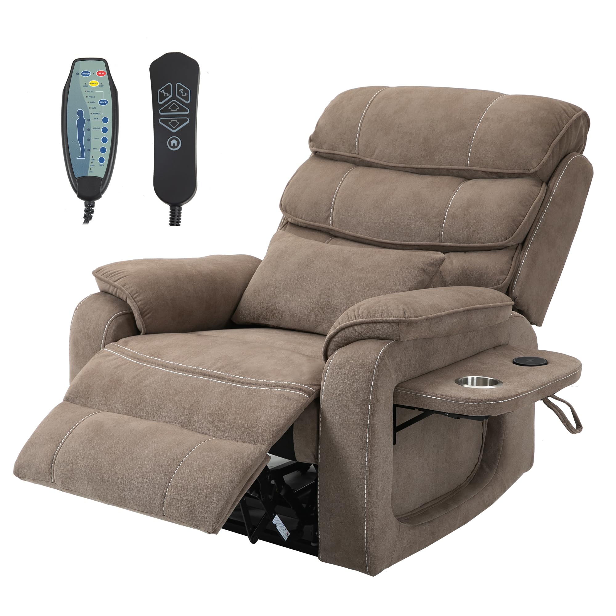 JIKFRIMA Power Lift Recliner Chair With Massage & Heat | Lay Flat 180°, Extended Footrest, Wireless Charging, 400 Lbs Capacity