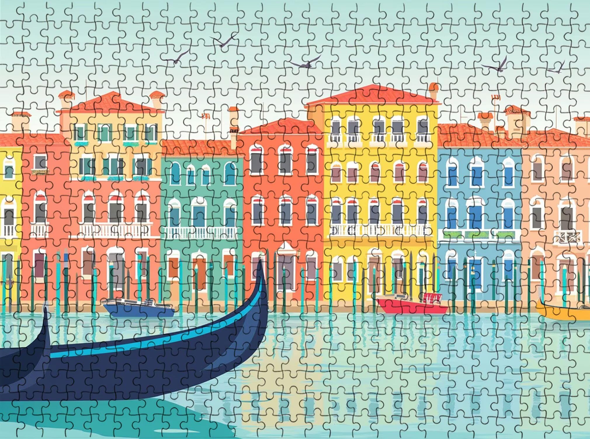 colore piccola città Puzzle 3000 Pezzi per Adulti, Puzzle in Legno - Collezione Classica con Poster Incluso - Sfida di Concentrazione e Passatempo Antistress, Gioco per Famiglia, 122 x 81 cm f0-36