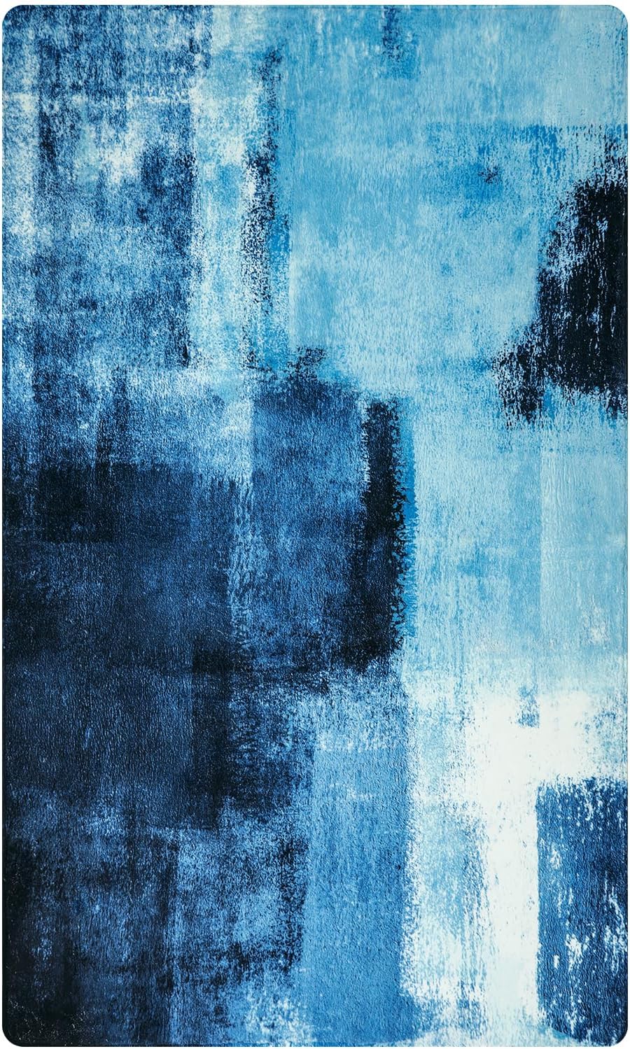 Lahome Modern Washable Living Room Rug - 3x5 Area Rugs for Bedroom Throw Non-Slip Thin Kitchen Rug Blue Abstract Print Office Rug Lightweight Soft Indoor Capet for Entryway Laundry Room Dining Room