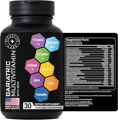 Miniatura 9 de Multivitamínico bariátrico con hierro para mujeres y hombres  Vitaminas de bypass gástrico y manga gástrica multivitaminas de hierro bariátrico  Sin