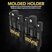 Vista 5 de LEXIVON [Paquete de 2] Juego de adaptadores de enchufe de grado de impacto, broca de extensión de 3 pulgadas con soporte, 3 unidades de 1/4, 3/8