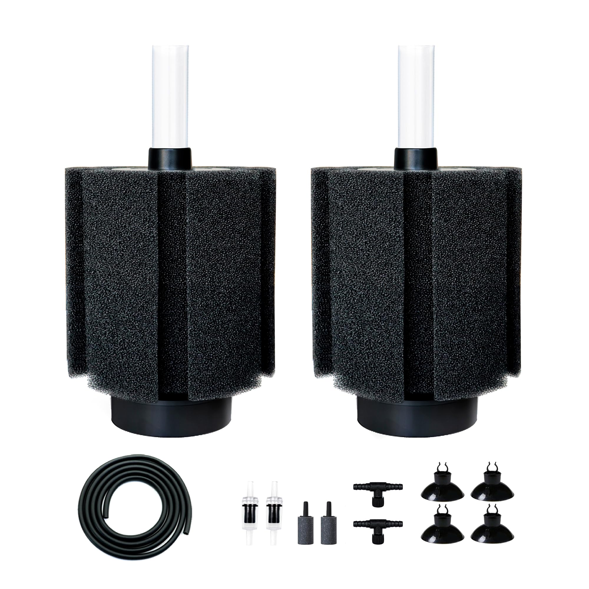 DVHEY 2 Pack 60-70 Gal Aquarium Sponge Filter with Air Stone and Ceramic Filter Media Quiet Fish Tank Bio Filter for Breeding Fry Shrimp Betta Fish Tank