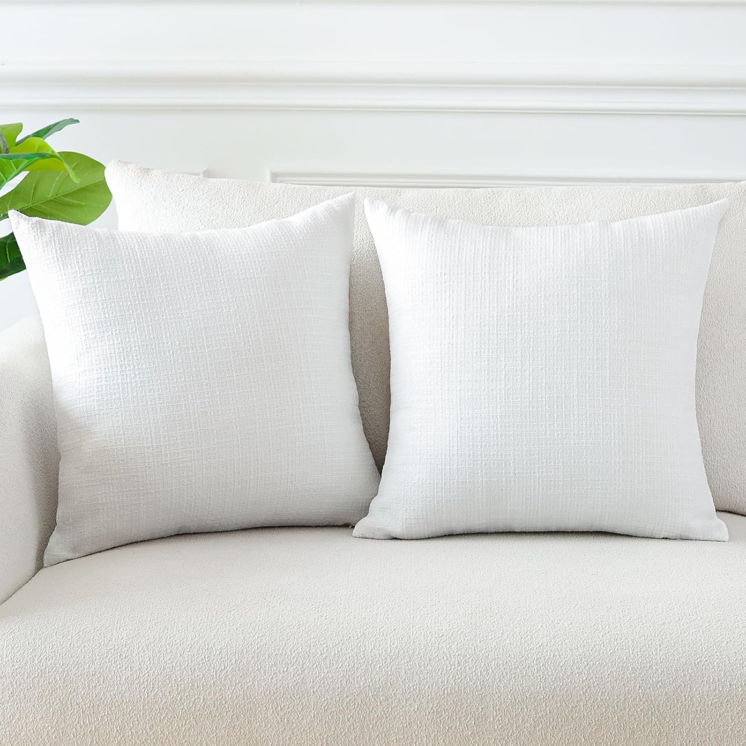 OTOSTAR Linen Throw Pillow Covers Set of 2 Decorative Square