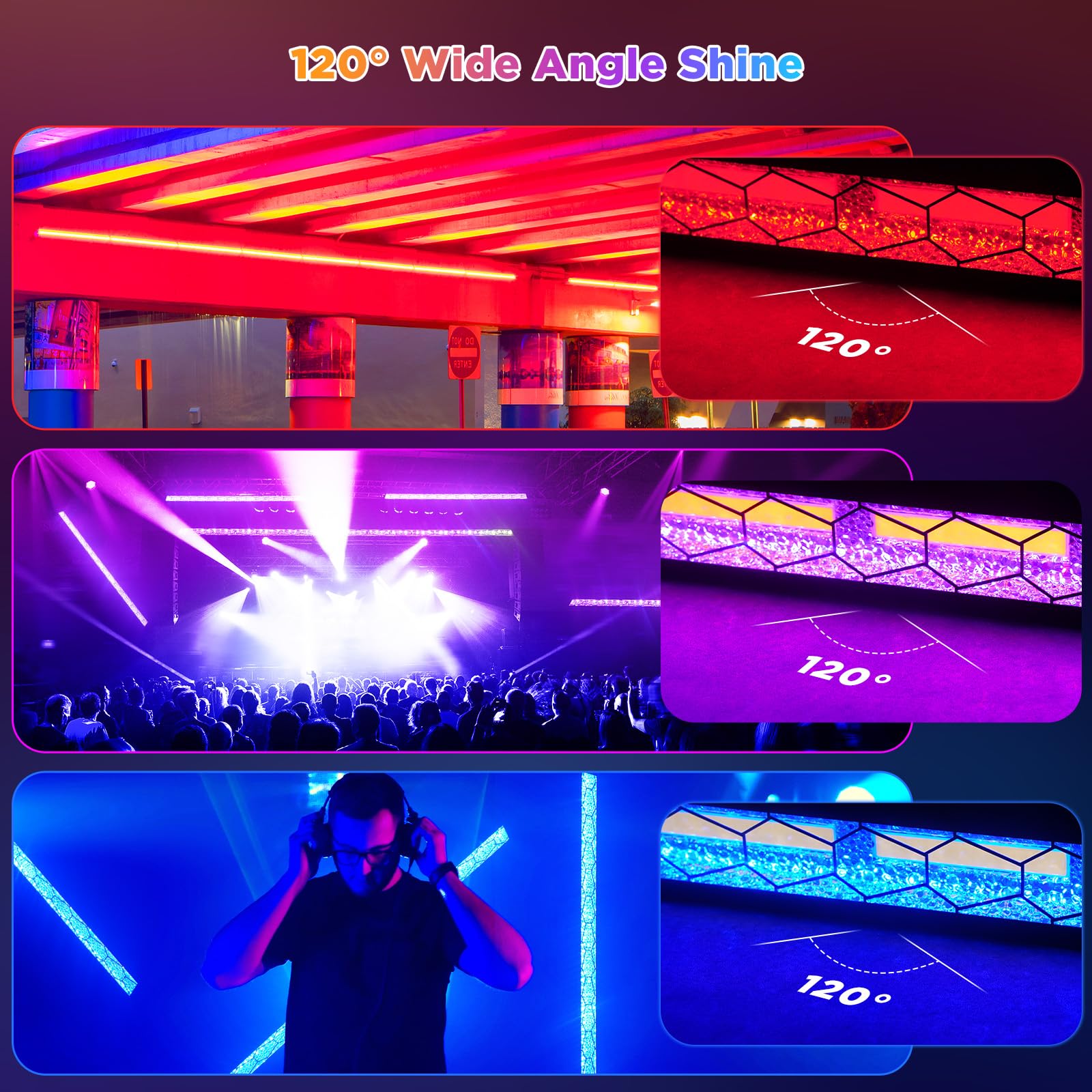 Barre LED Wallwasher U'King 120W - 2 Pièces RGBW Avec Stroboscope, Pour Scène, Soirée DJ, Mariage