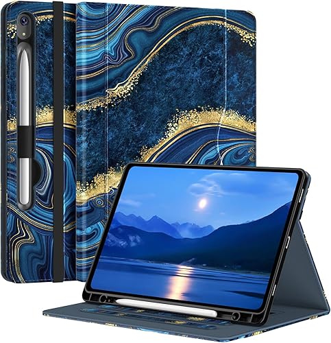 OKP Funda para Samsung Galaxy Tab S9 2023 de 11 pulgadasGalaxy Tab S9 FE 5G de 10.9 pulgadas, multiángulo con bolsillo, portalápices, encendido