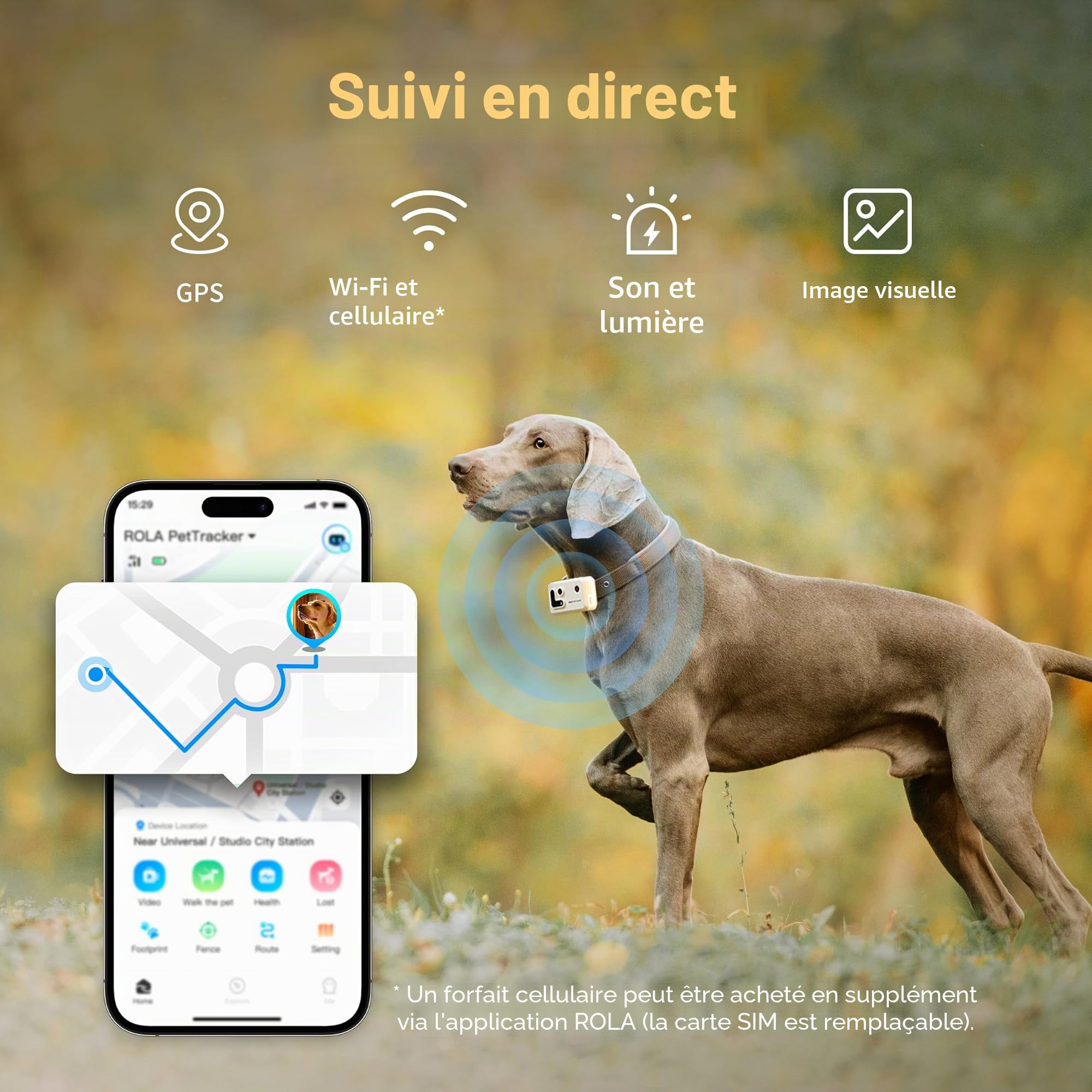 ROLA PetTracker | GPS pour chiens - Localisateur pour chiens avec GPS - Tracker d'activité - Couleur Blanc