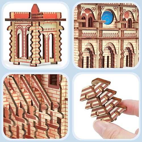 Miniatura 6 de Vileafy Rompecabezas de madera 3D para adultos y adolescentes, regalos de San Valentín, Notre Dame de París, maravilloso modelo de arquitectura