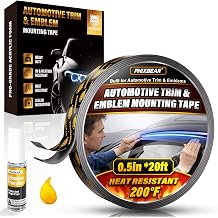 PHIXBEAR Automotive Trim & Emblem Mounting Tape 0.5in x 20ft, Acrylic Foam Double Sided Tape for Emblems, Moldings & Accessories Weather-Resistant,Includes Optional Adhesion Promoter for PP/PE