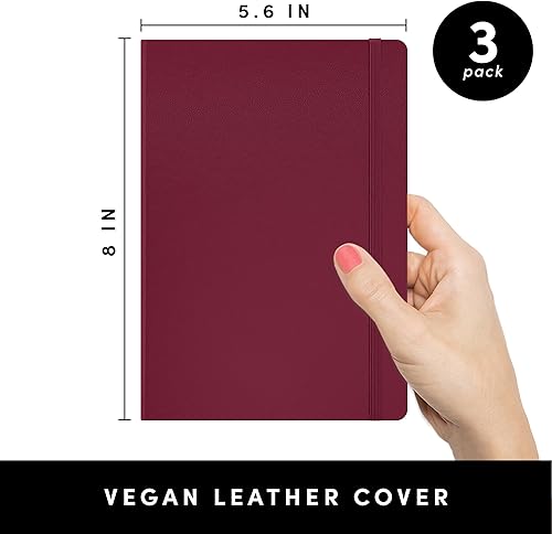 Miniatura 2 de PAPERAGE Cuadernos rayados, paquete de 3, color borgoña, gris claro, azul marino), 160 páginas, tamaño mediano de 5.7 x 8 pulgadas, papel grueso de